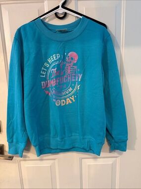 Bobbie Brooks Teal Crewneck Sweatshirt with Pink & Yellow Graphic